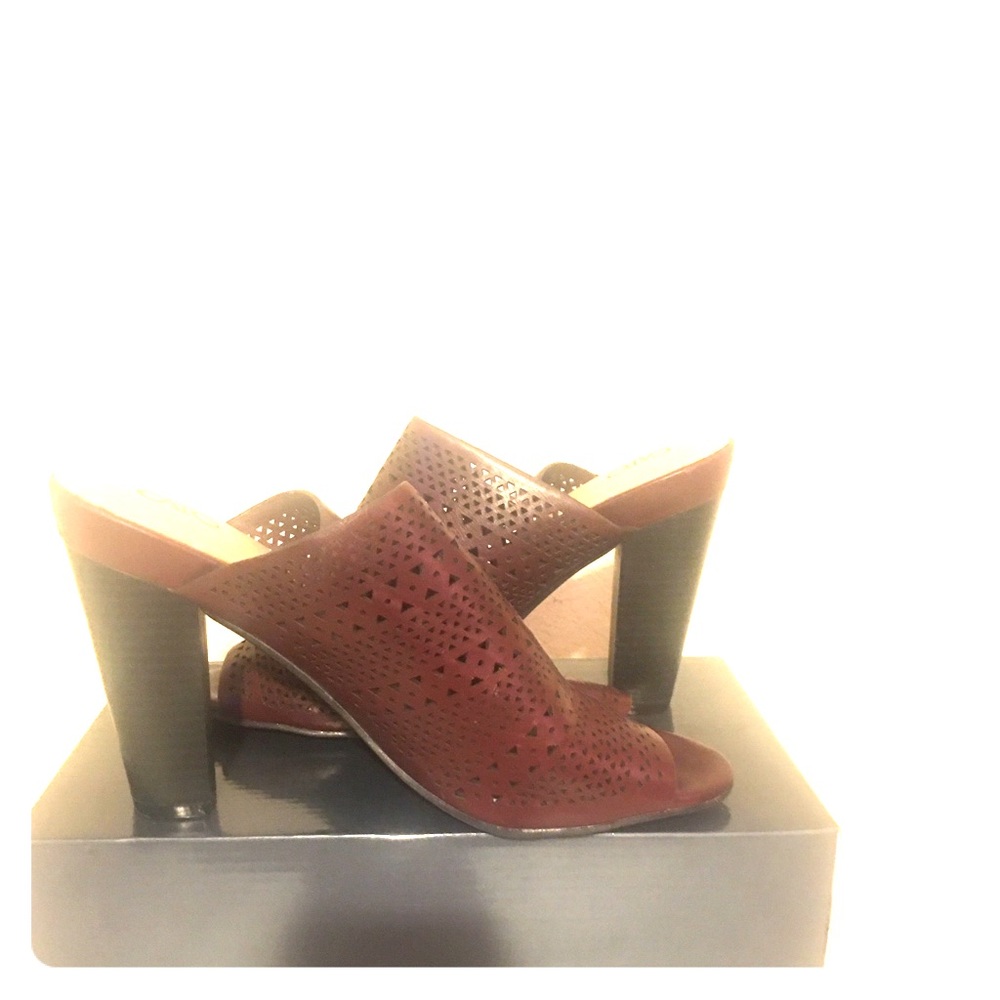 Burgundy Peep Toe Mule